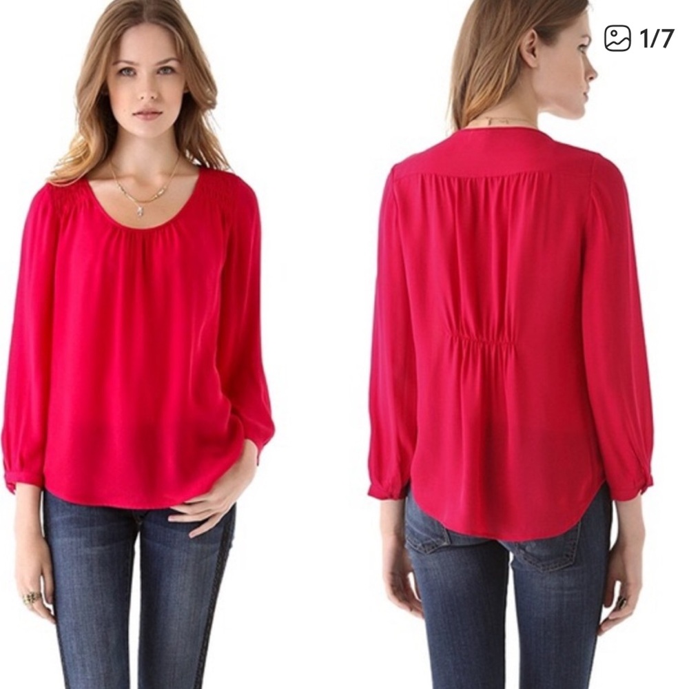 Joie Avanti Vibrant Pink silk Blouse
